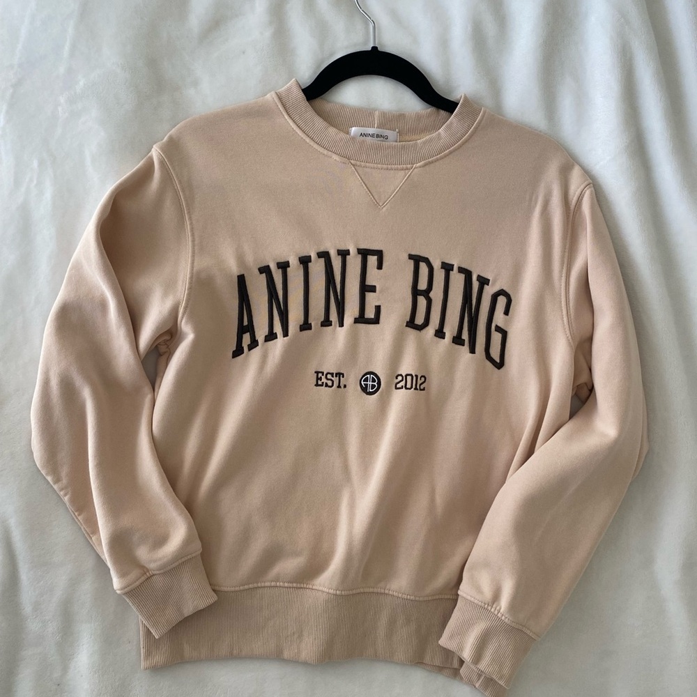 Anine Bing Beige Crew Neck Sweater